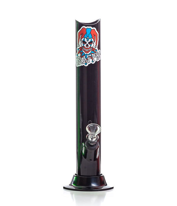 12-inch Graffix skinny straight acrylic bong in black