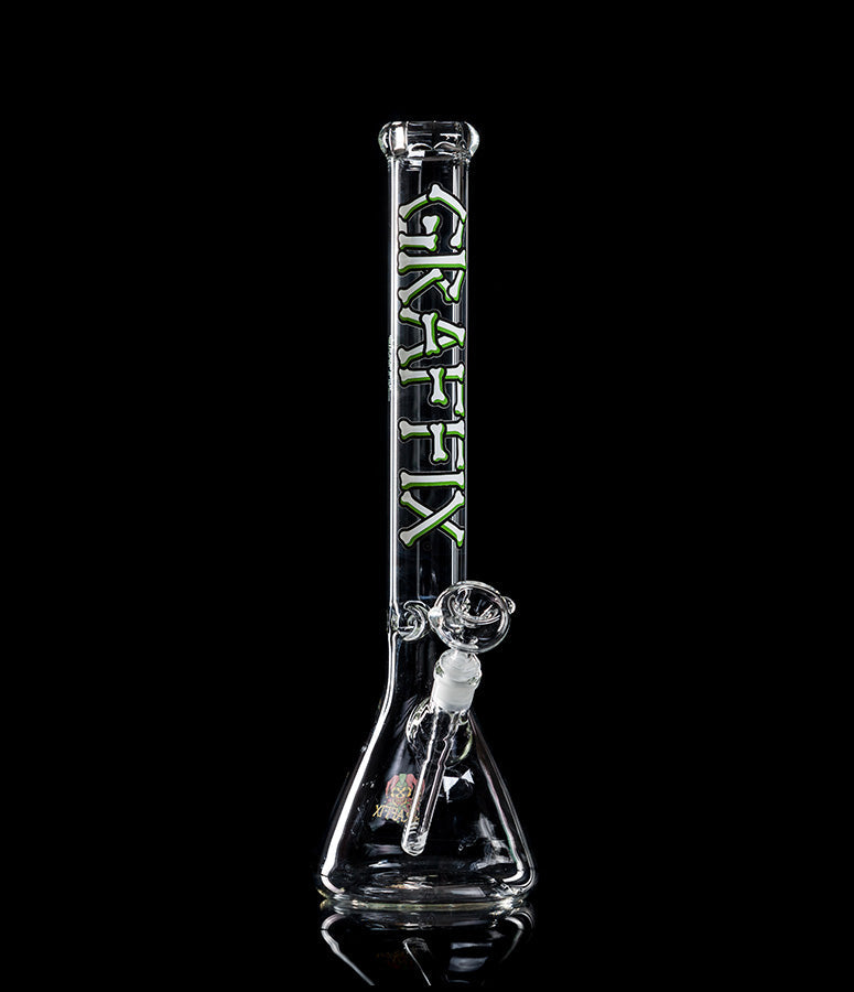 18" BEAKER + PERK - GREEN LOGO