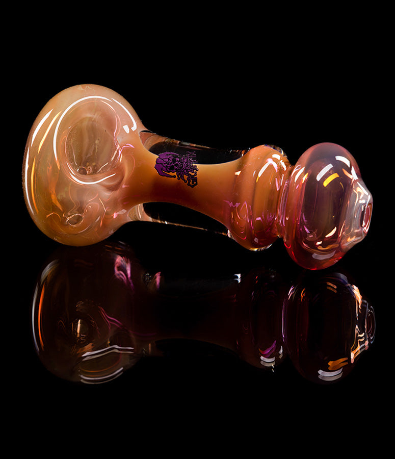 Fat Graffix gold-fumed double maria glass hand pipe, 8 inches long